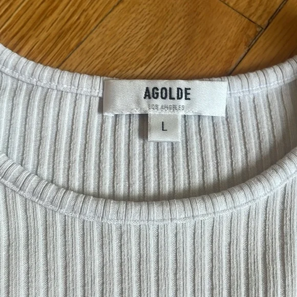Agolde long-sleeved cream ribbed shirt - Picture 2 of 3